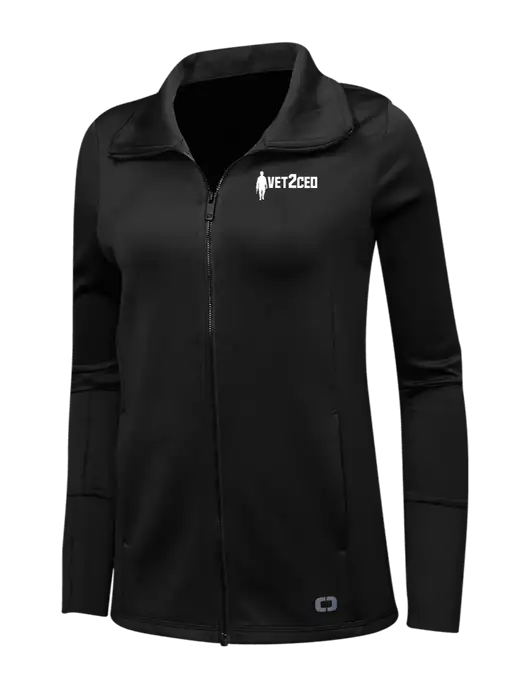 OGIO Black Womens Endurance Modern Performance Full-Zip w/Vet2CEO Logo