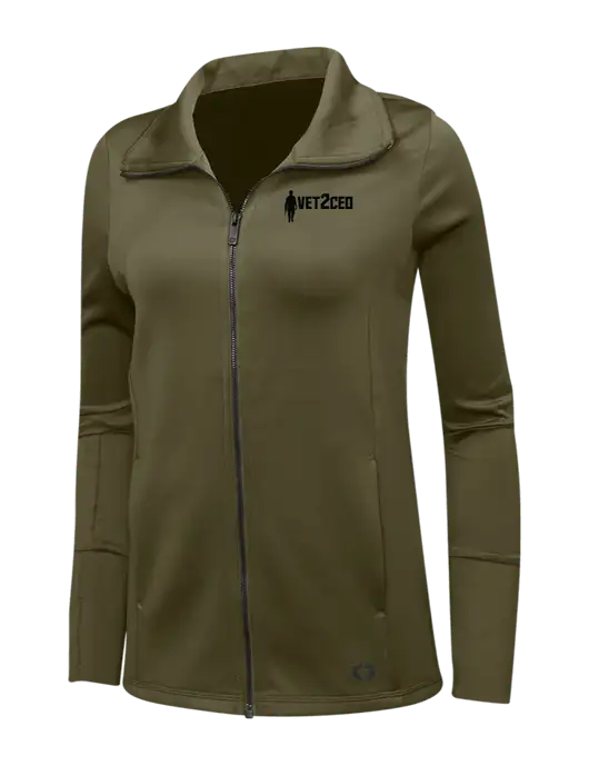 OGIO Olive Womens Endurance Modern Performance Full-Zip w/Vet2CEO Logo