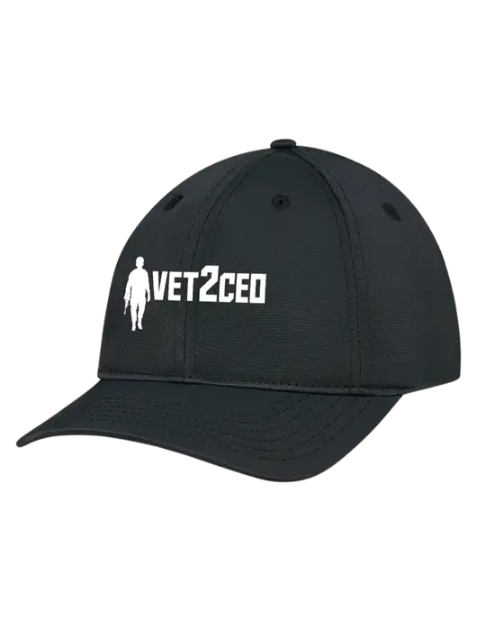 Black Nylon Twill Performance Cap w/Vet2CEO Logo