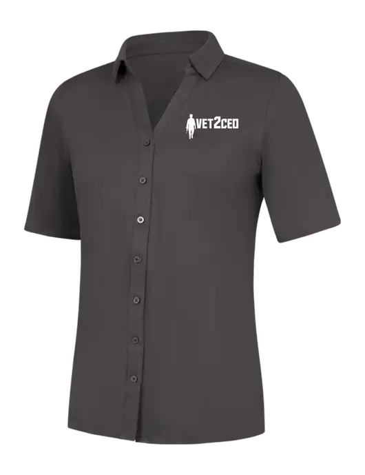 Womens Dark Grey City Stretch Top w/Vet2CEO Logo