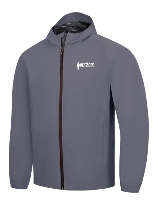 Dark Grey Essential Rain Jacket w/Vet2CEO Logo