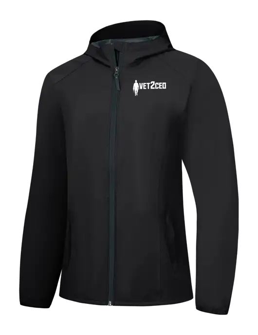 Womens Black Essential Rain Jacket w/Vet2CEO Logo