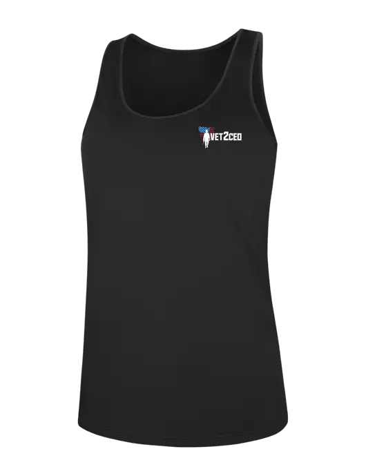 Womens Black PosiCharge Competitor Racerback Tank w/Vet2CEO Logo