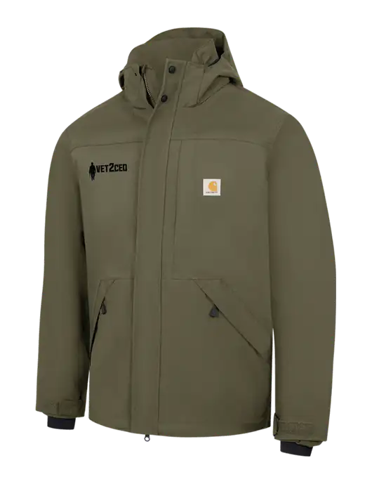 Carhartt Dark Olive Storm Defender Shoreline Jacket w/Vet2CEO Logo