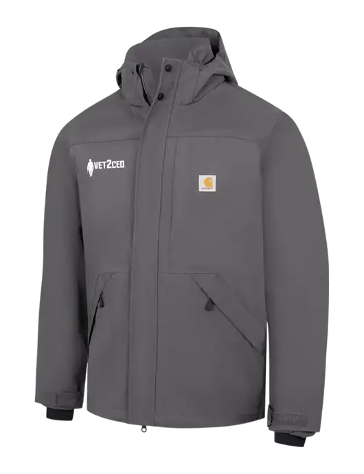 Carhartt Dark Grey Storm Defender Shoreline Jacket w/Vet2CEO Logo