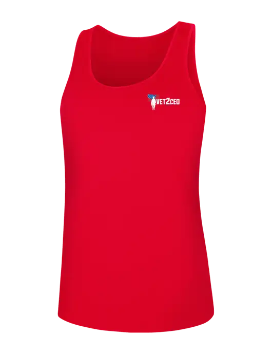 Womens Red PosiCharge Competitor Racerback Tank w/Vet2CEO Logo