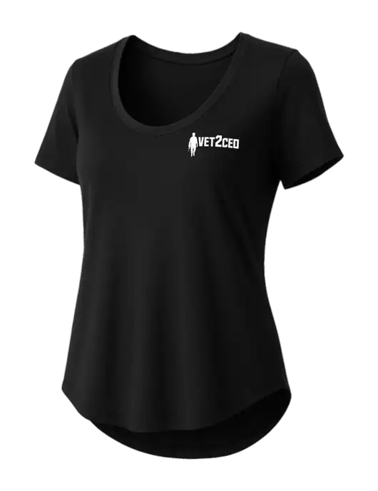 Mercer+Mettle Womens Black Stretch Jersey Relaxed Scoop w/Vet2CEO Logo