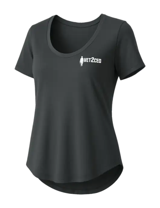 Mercer+Mettle Womens Dark Grey Stretch Jersey Relaxed Scoop w/Vet2CEO Logo
