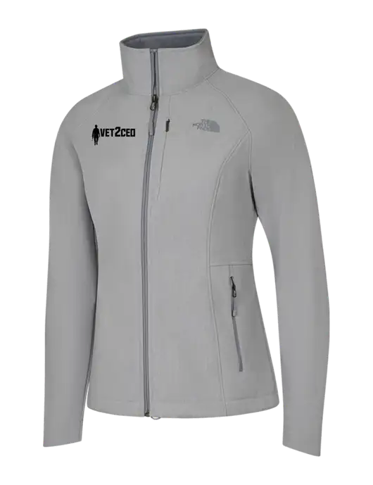 North Face Womens Light Grey Heather Apex Barrier Soft Shell Jacket  w/Vet2CEO Logo