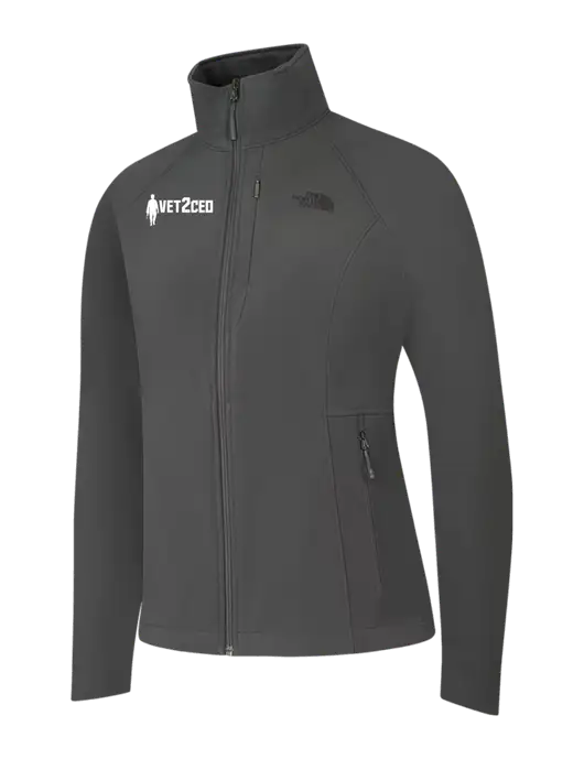 North Face Womens Medium Grey Apex Barrier Soft Shell Jacket  w/Vet2CEO Logo