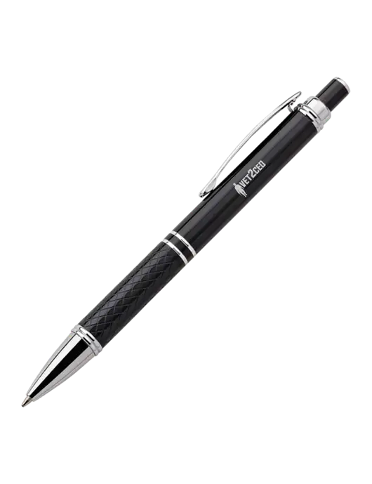 Black Stellar Scribe Pen - Black Ink w/Vet2CEO Logo