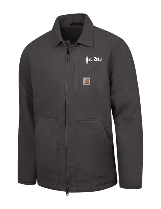Carhartt Dark Grey Sherpa-Lined Coat w/Vet2CEO Logo