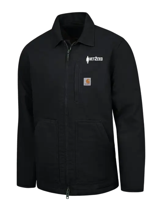 Carhartt Black Sherpa-Lined Coat w/Vet2CEO Logo